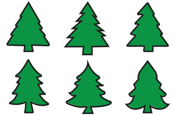 Wall Mural - Christmas Tree Icon: A cheerful and festive Christmas tree icon, perfect for web design, apps, and holiday graphics. The icon is a flat design with a green tree, red and gold ornaments.