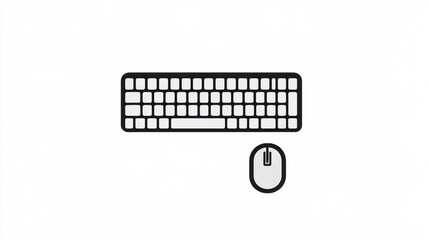 Fototapete - This graphic presents a clean outline of a keyboard alongside a mouse, symbolizing essential tools for computer work and online activities. Generative AI