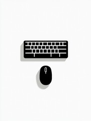 Fototapete - A minimalistic design featuring a black keyboard and a mouse placed together on a clean white background, emphasizing their modern look. Generative AI