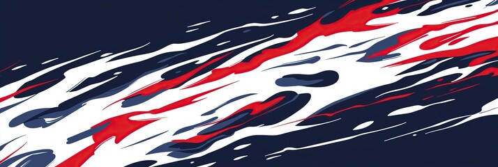 Fototapete - Dynamic abstract art featuring bold red, white, and blue wave patterns