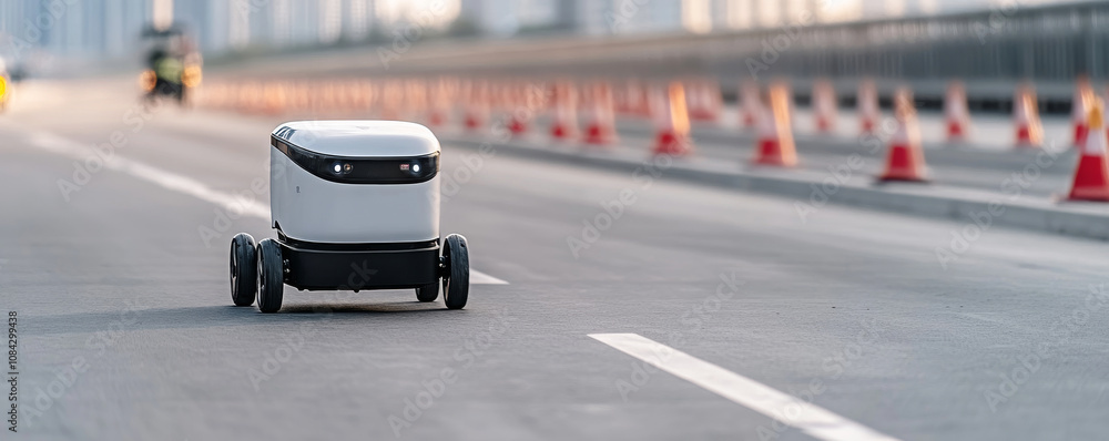 Autonomous delivery robot navigating urban streets, exemplifying the ...