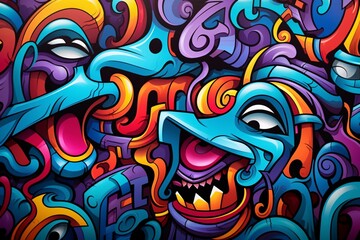  Vibrant Graffiti Shapes and Lines Wallpaper, Abstract Graffiti Wallpaper, Graffiti Background, AI Generative