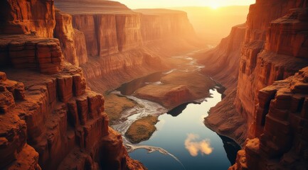 Wall Mural - Stunning sunset over desert canyon landscape