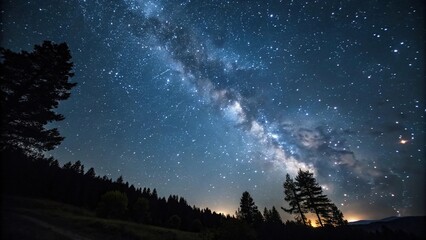 Wall Mural - deep night sky with twinkling stars on a dark canvas, solar system, celestial, space, galactic, nebu