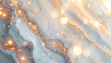Wall Mural - Elegant Marble Texture with Sparkling Lights and Flowing Golden Highlights
