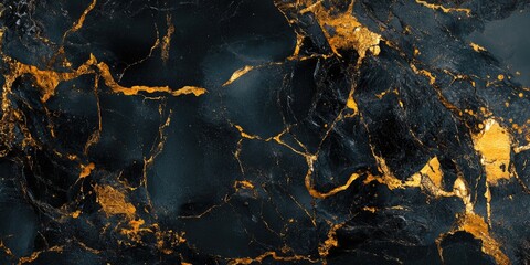 Wall Mural - Black and Gold Marble Close Up