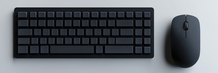 Leinwandbilder - A sleek black keyboard and mouse are positioned side by side on a light colored surface, creating an organized tech setup for productivity. Generative AI