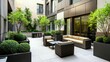 © Tuachan - Modern Courtyard with Sleek Furniture and Potted Plants