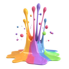 Wall Mural - vibrant and dynamic visual of colorful paint splashing on a transparent background
