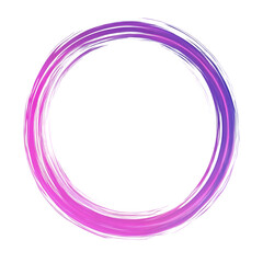 Fototapete - Vibrant and dynamic circular brush stroke in pink and purple hues on a transparent background
