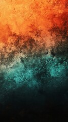 Wall Mural - gray background enhanced by teal, orange, and black gradient flow.
