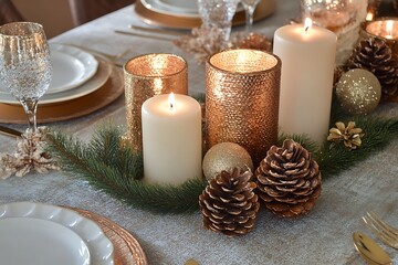 Canvas Print - Christmas decoration with candles