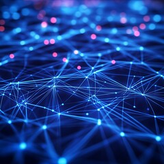 Wall Mural - network technology concept with interconnected glowing dots and dynamic lines design.