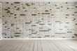 ©   - Empty Room with Brick Wall: An empty room with a textured brick wall and wooden floor. The simplicity creates a canvas for imagination.