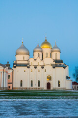 Wall Mural - Saint Sophia Cathedral by winter twilight time in Veliky Novgorod Russia