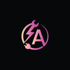 letter A tech logo design template, A tech logo, A technology vector