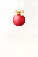 Wall Mural - isolated red christmas ball decoration on beige background. christmas tree decoration with a bow. ha