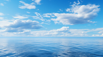 Wall Mural - sky over calm sea. blue sea and sunny sky on horizon over calm water