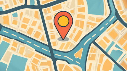 Poster - A city map with red pins representing different location points, representing online local search