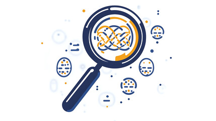 Poster - A magnifying glass over an icon of DNA, representing the detailed study and understanding of patterns in Genes