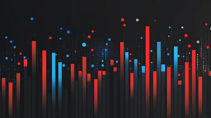 Leinwandbilder - A stock market bar graph with red and blue candles, background is dark gray