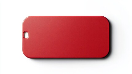 Wall Mural - Simple red tag with smooth edges, white backround