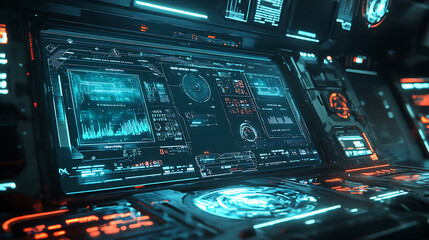 Fototapete - A collection of HUD frames, encapsulating futuristic modern user interface elements, control panels, high-tech screen digital hologram windows, gaming menus, and more