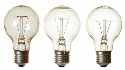 Poster - Three light bulbs showcasing different states of wear and tear, illuminating the concept of durability and change.