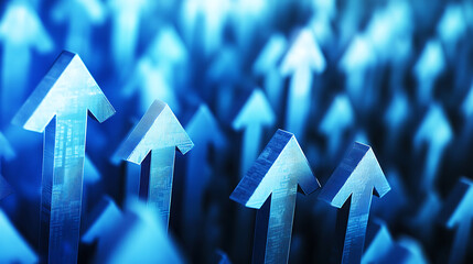 Aufkleber - Abstract blue background with arrows pointing in different directions, symbolizing technology and digital innovation