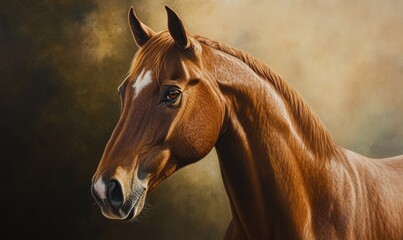 A brown horse with a white face