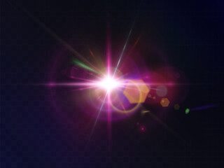 Fototapete - Abstract colorful bright light with flickering glare and laser effect png. For graphic design and game interfaces.