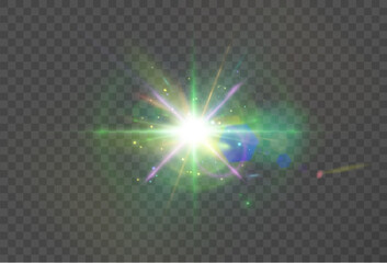Aufkleber - Abstract colorful bright light with flickering glare and laser effect png. For graphic design and game interfaces.