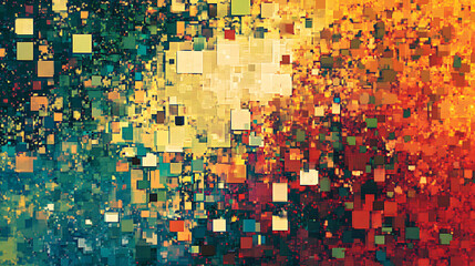 Aufkleber - Another variation of an abstract square pixel mosaic background, emphasizing the pixelated effect