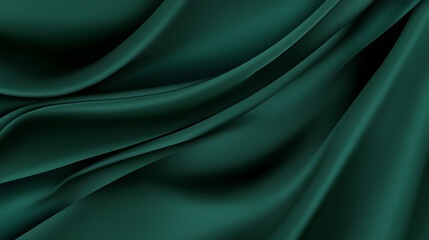 Leinwandbilder - A luxurious dark green silk satin background showcases beautiful soft folds on a smooth surface, offering an elegant background with space for design