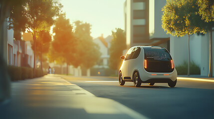 Aufkleber - A smart car with advanced remote sensing and parking sensor systems is depicted, highlighting its autonomous driving features