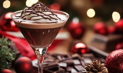 Canvas Print - A glass of chocolate martini with whipped cream on top