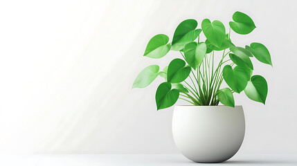 Wall Mural - Large Chinese money plant in modern pot isolated on white, houseplant illustration