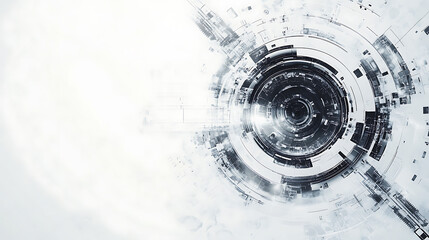 Aufkleber - Abstract grey and white background with gears, high-tech digital elements for business technology banner design