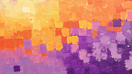 Aufkleber - An orange and purple pixelated pattern with squares in shades of violet, yellow and pink
