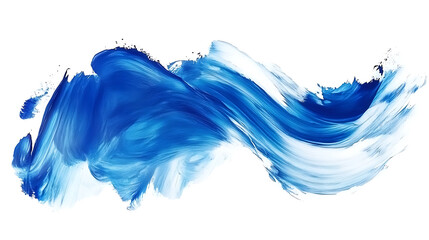 Fototapete - Blue paint brush stroke texture swatch isolated on white, abstract art background
