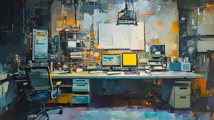 Poster - Electronic document management system for process automation, oil painting
