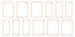 © terentyevner55 - Set of simple, Gold line frames with double stroke. Collection of vertical blank templates to decorate text. Vector borders and frames..eps