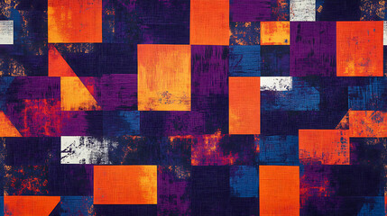 Aufkleber - Purple, orange and pink pixelated geometric pattern