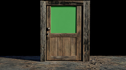 Aufkleber - Animation , old wooden door opening to green screen ;chroma key