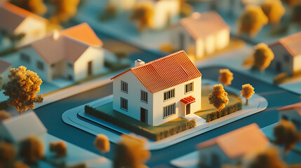 Poster - Booming real estate market, depicting an upward trend in property sales and rentals, with a symbolic house labeled for sale or rent to represent the surge in housing demand