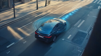Aufkleber - Car wireless communication network and sensor system, Autonomous, Driverless, Self driving vehicle