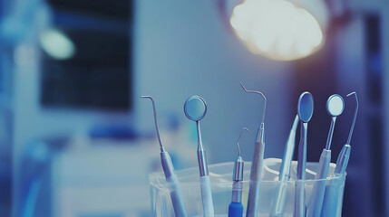 Aufkleber - Closeup of Dental Instruments in Dentist's Room Banner