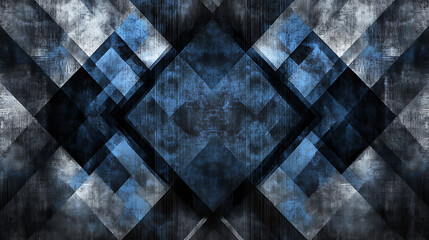 Poster - Modern Black Blue Abstract Geometric Background