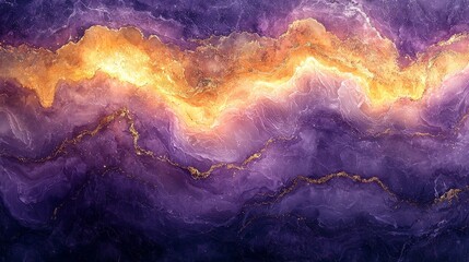 Wall Mural - a vibrant abstract design featuring swirling purples and golds, evoking a cosmic feel.