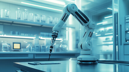 Aufkleber - Vertical animation , Futuristic robotic arm in a high-tech laboratory environment